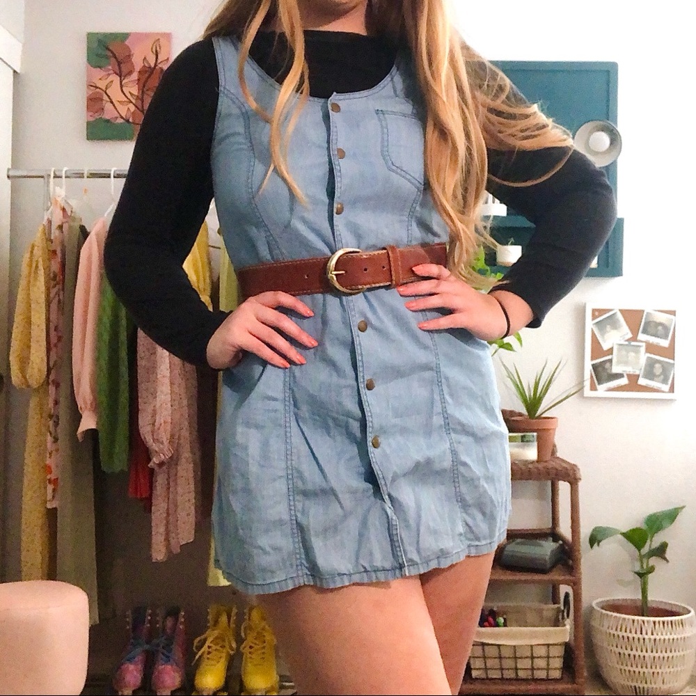 Vintage Button-Up Denim Dress